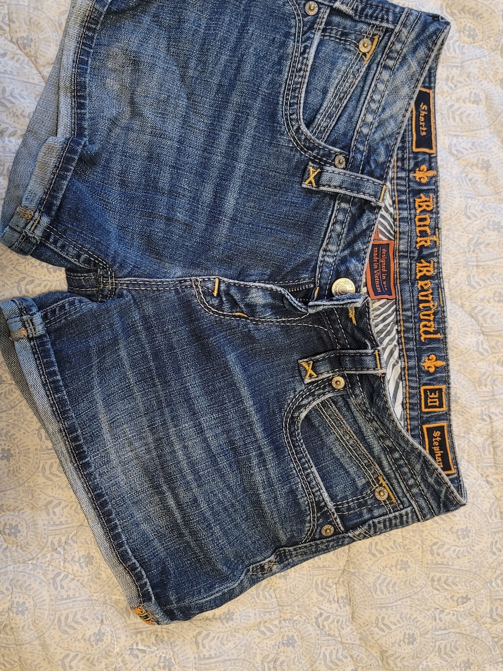 Rock Revival Women's Denim Shorts - Distressed Dark Blue
